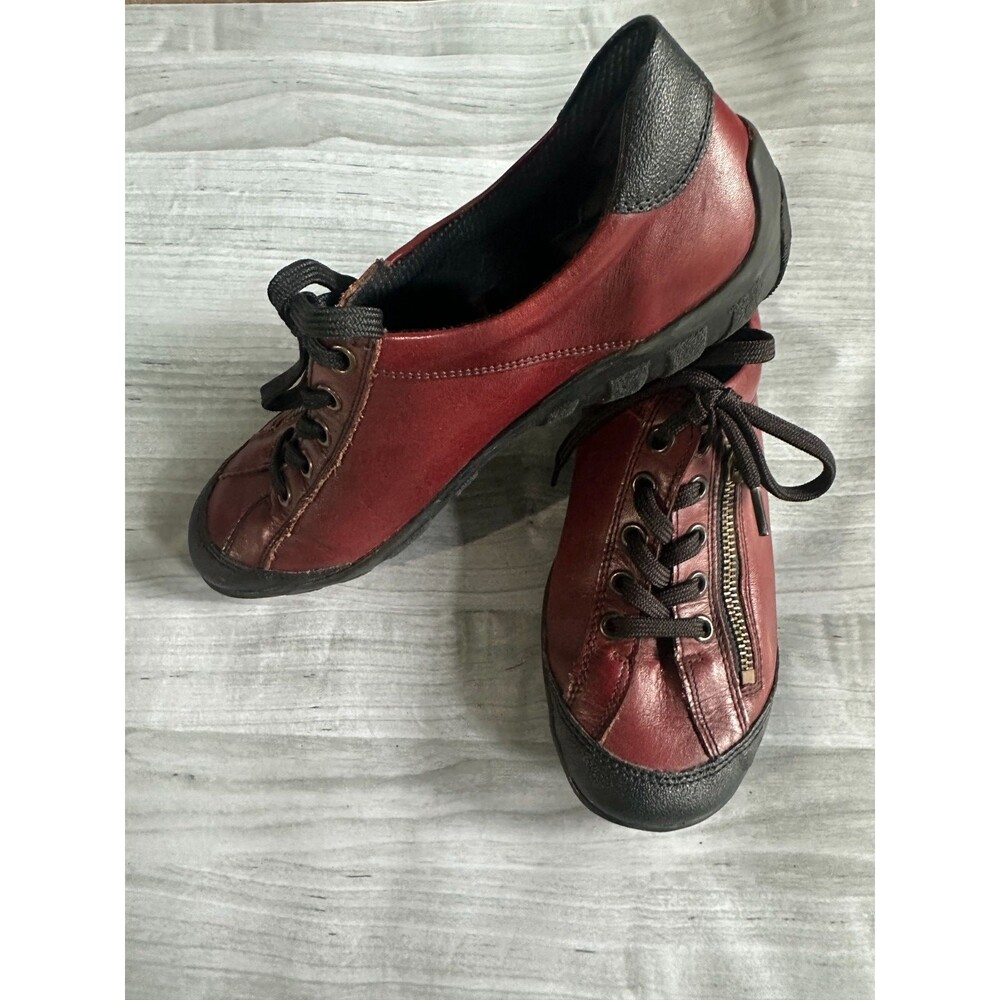 Remonte Dorndorf Merlot Leather Size Zip Laced Low Top Shoes Women’s 37 (6.5 US)